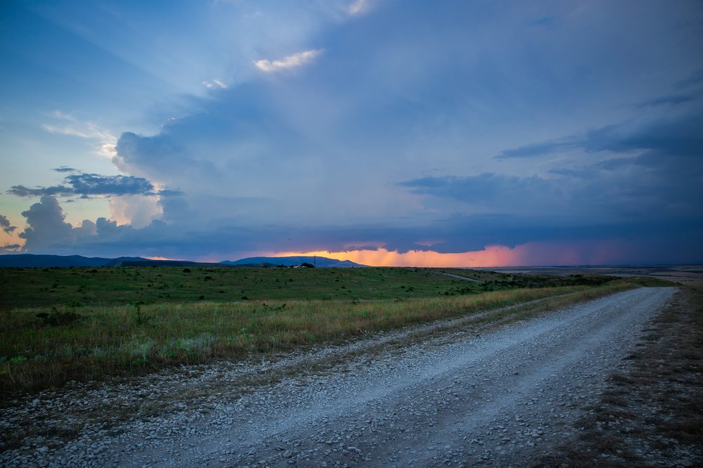 Гроза в закате с горы Клеменьтева