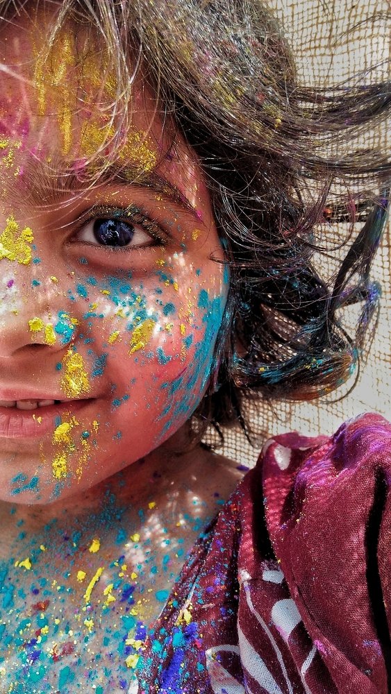 || portrait of a girl for Indian festival of colours holi ||