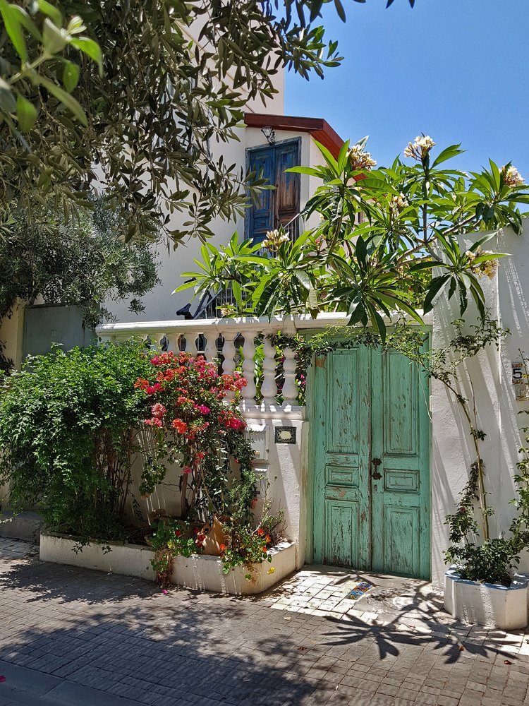 Old Door in narrow street of Tel Aviv. Israel