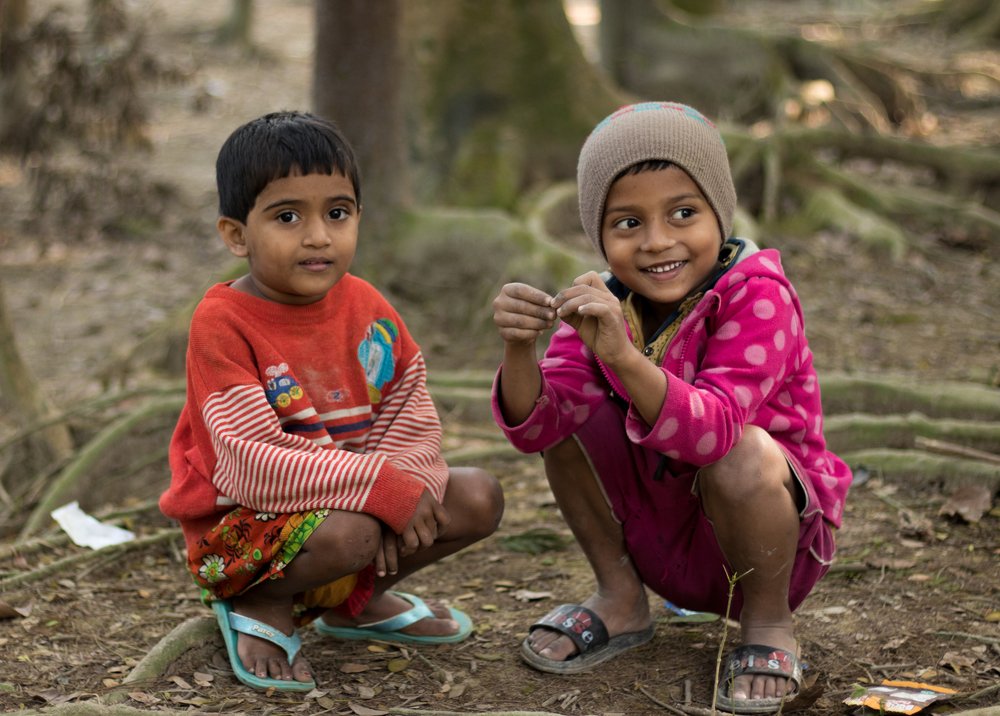 playing into the trees
