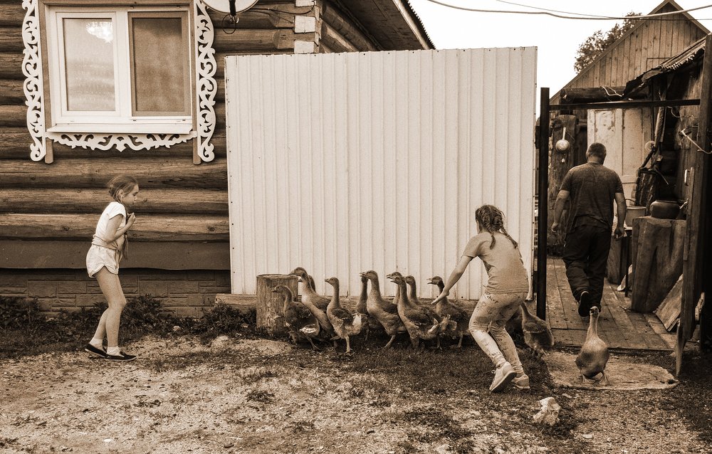 На каникулах в деревне.