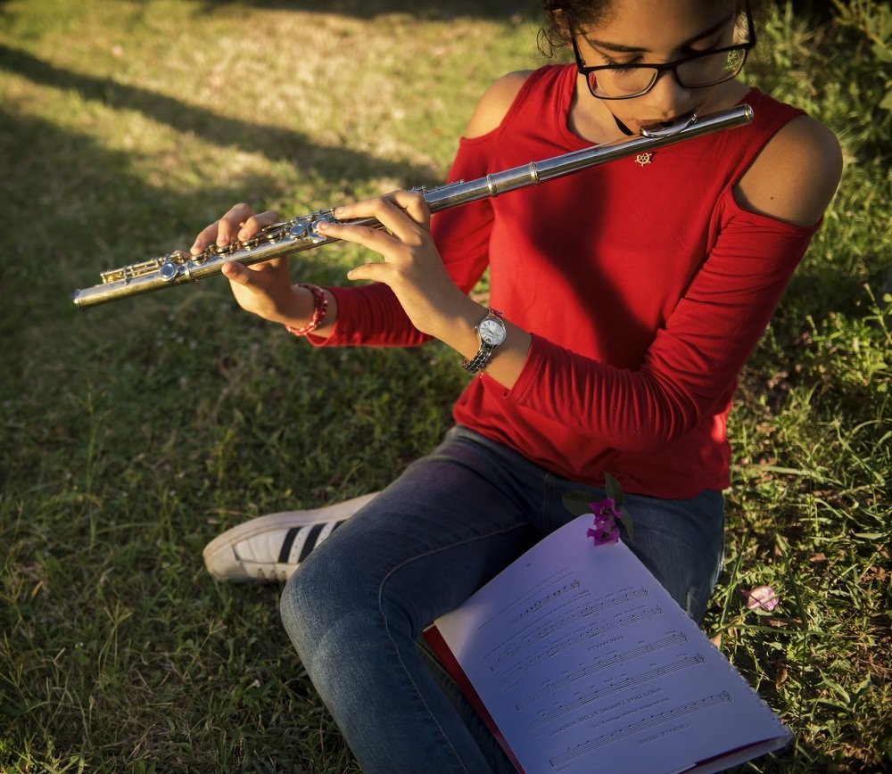 a girl with a flute