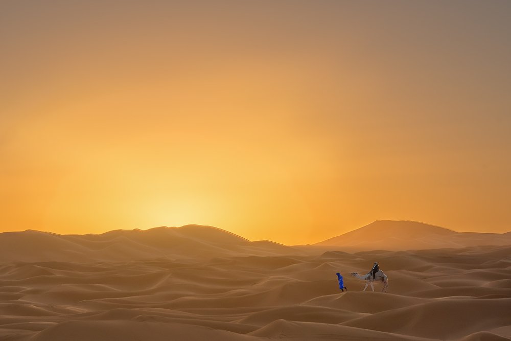 Sunrise in Sahara Desert, Morocco.