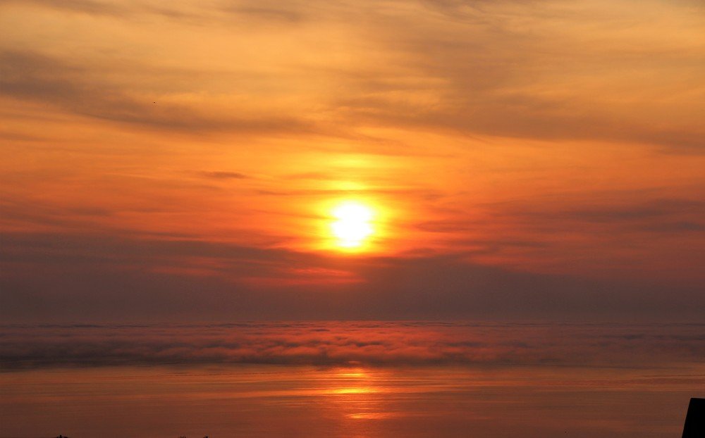 Туман над морем на закате!