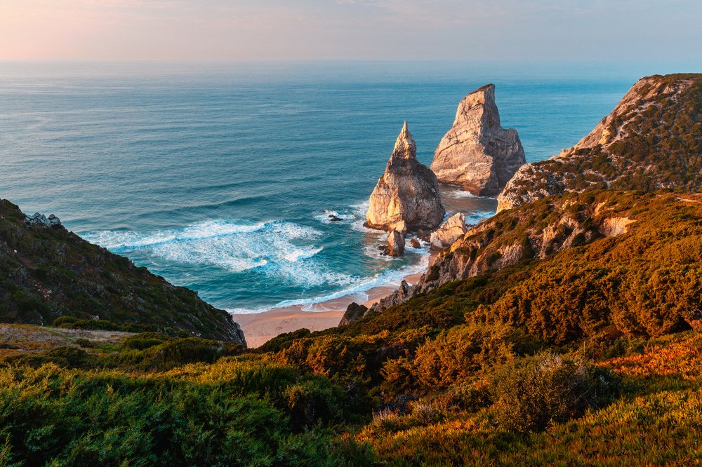 Ursa Beach during sunset. Praia da Ursa, Portugal