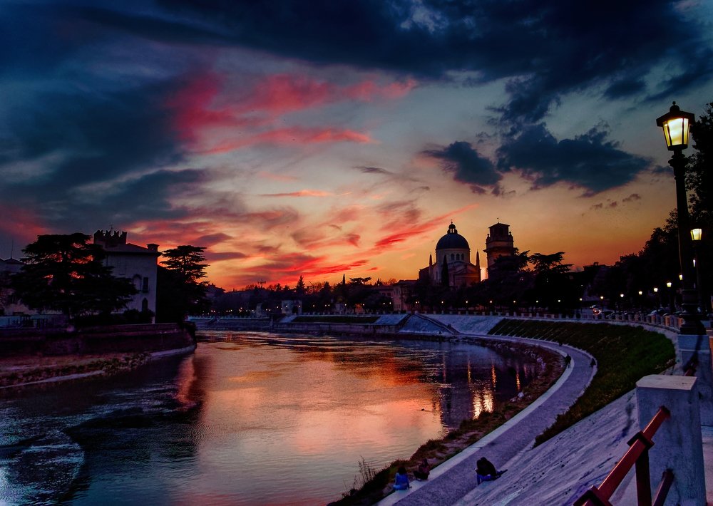 Sunset on Adige River