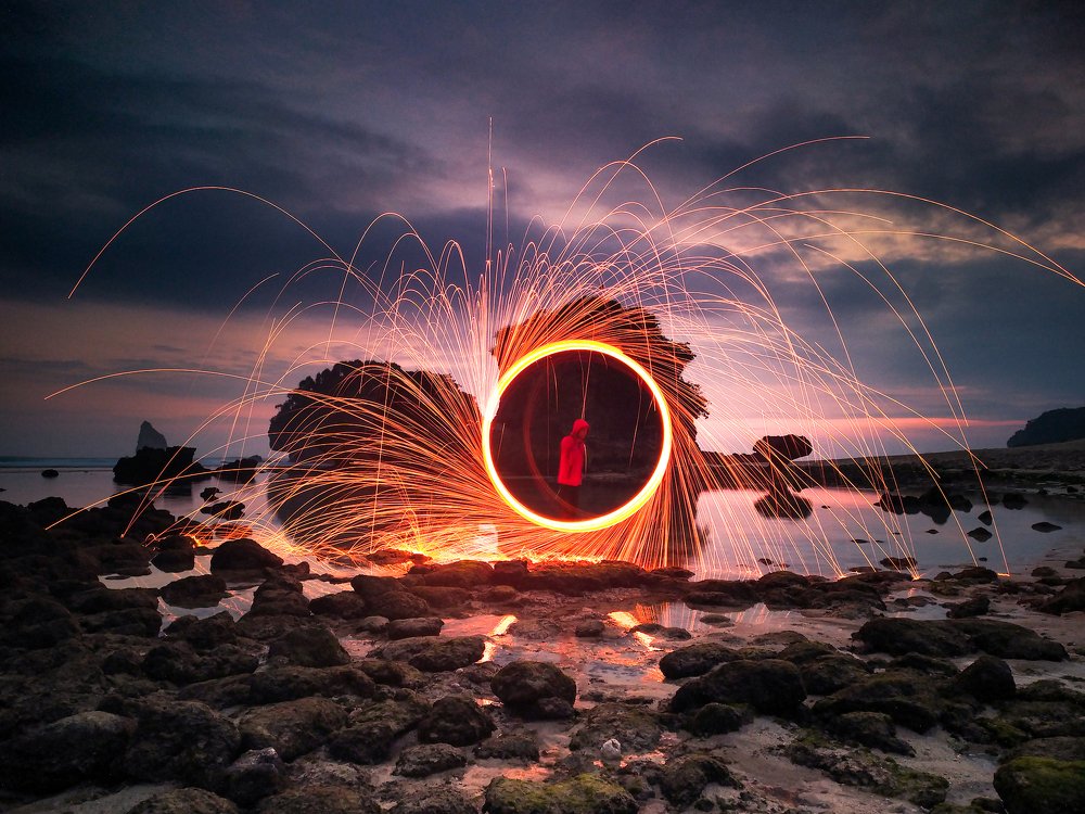 Fire Play at the Sunset