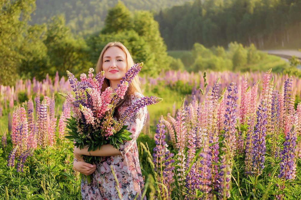 В закатном свете.