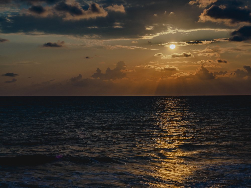 The Sea is Worried at Sunset