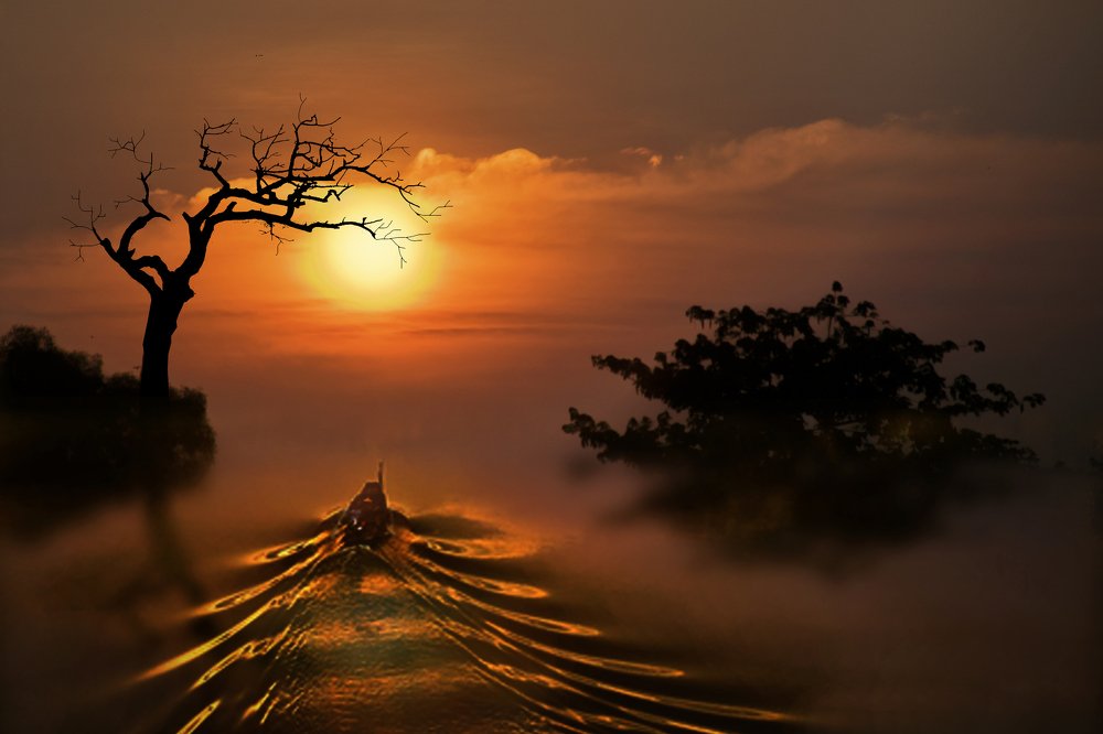 Hoàng hôn trên cửa sông