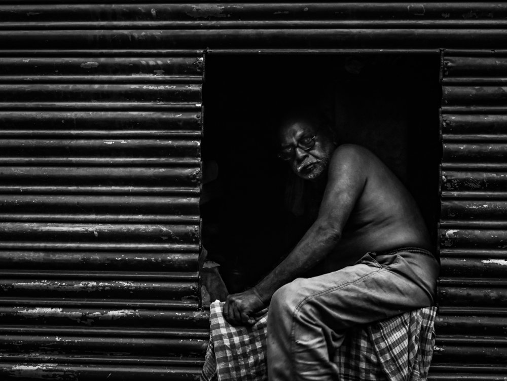 Male in black and white