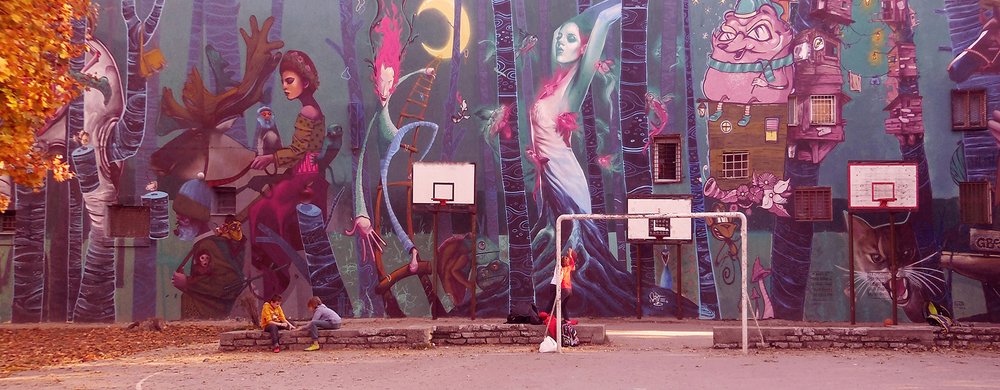 Mural in elementary school in Zemun