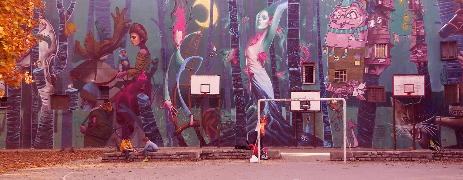 Mural in elementary school in Zemun