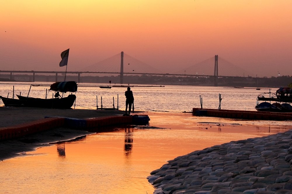 Calm river and still boat