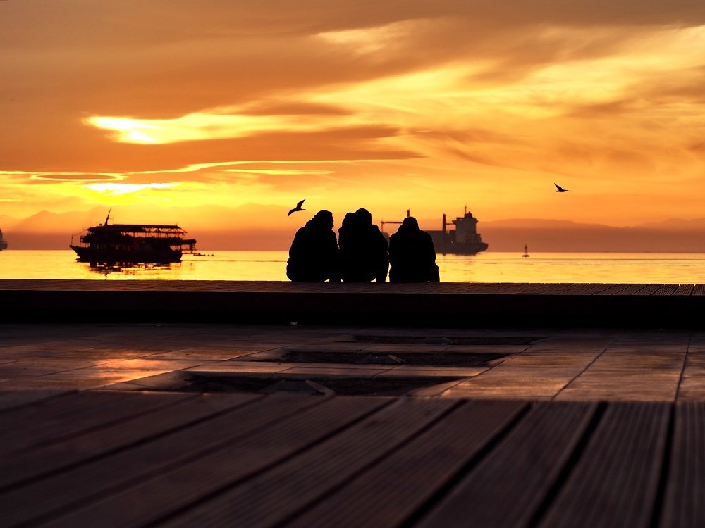 Sunset in Thessaloniki near the sea