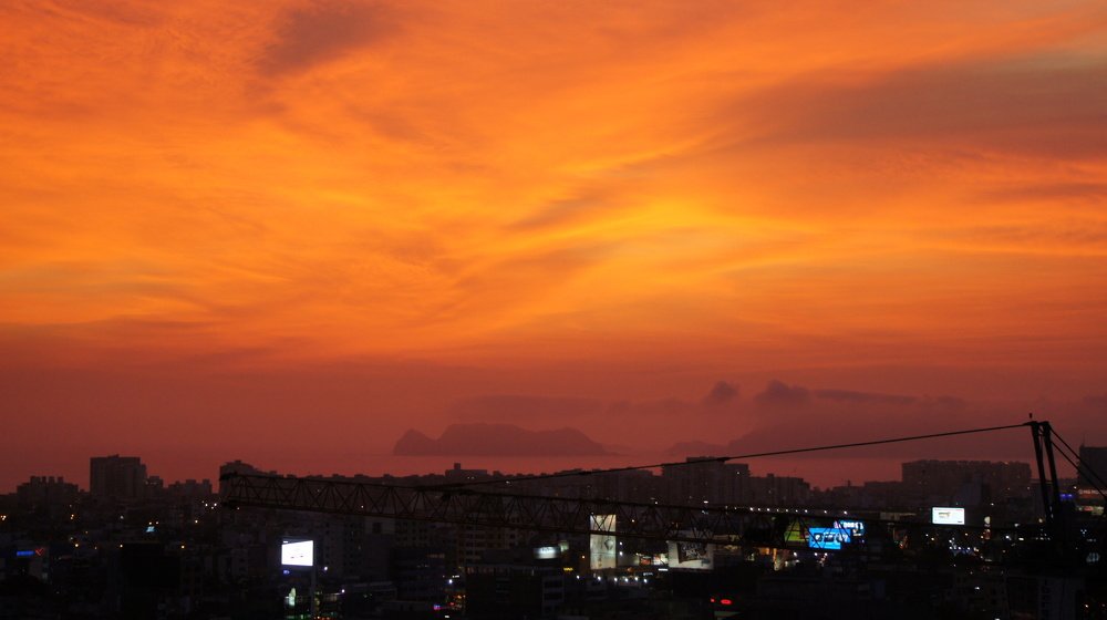 Sunset from the apartment balcony