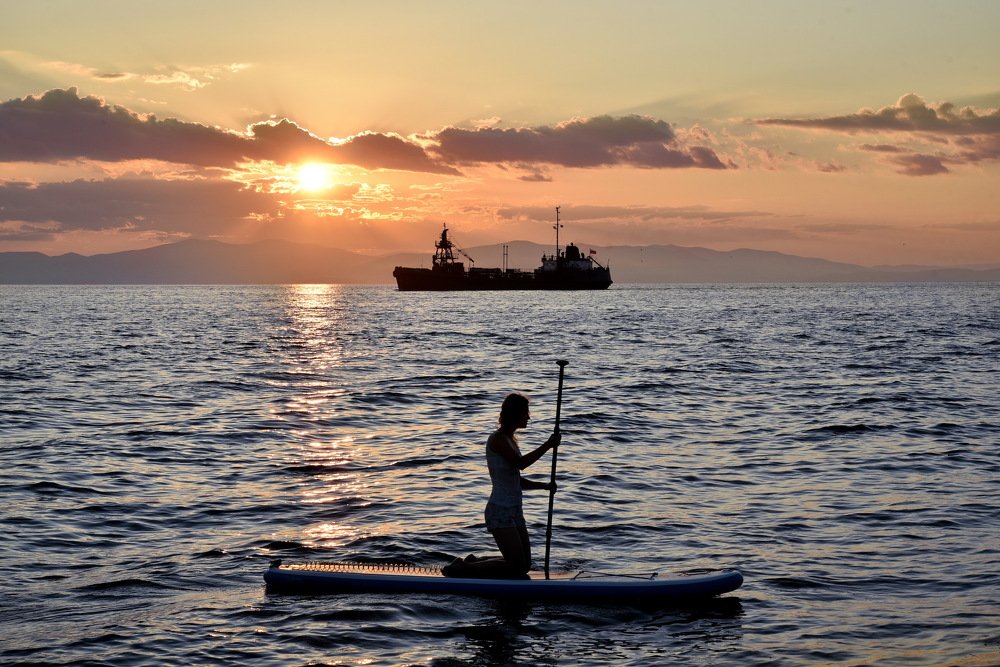 закат на  море