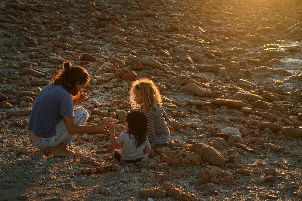 Playing on the beach