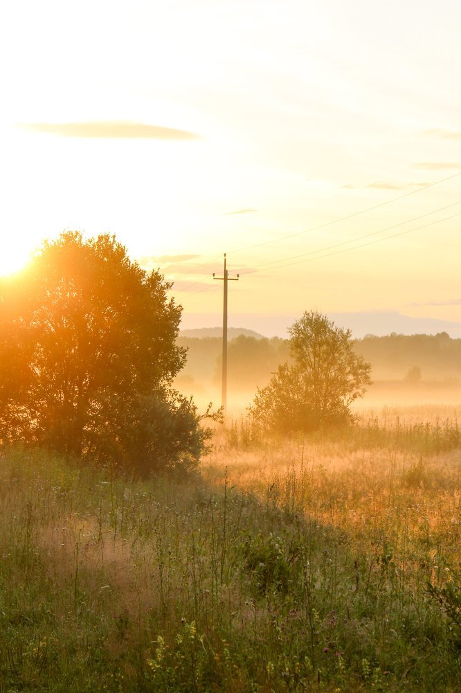 Поля Башкирии в туманной дымке
