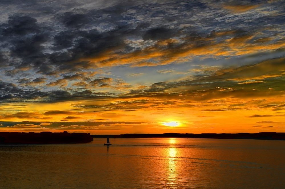 Zalazak sunca na Dunavu u Beogradu