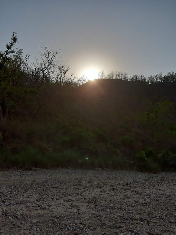 Sun setting.