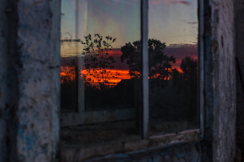 Закат солнца в деревне Богоявление.