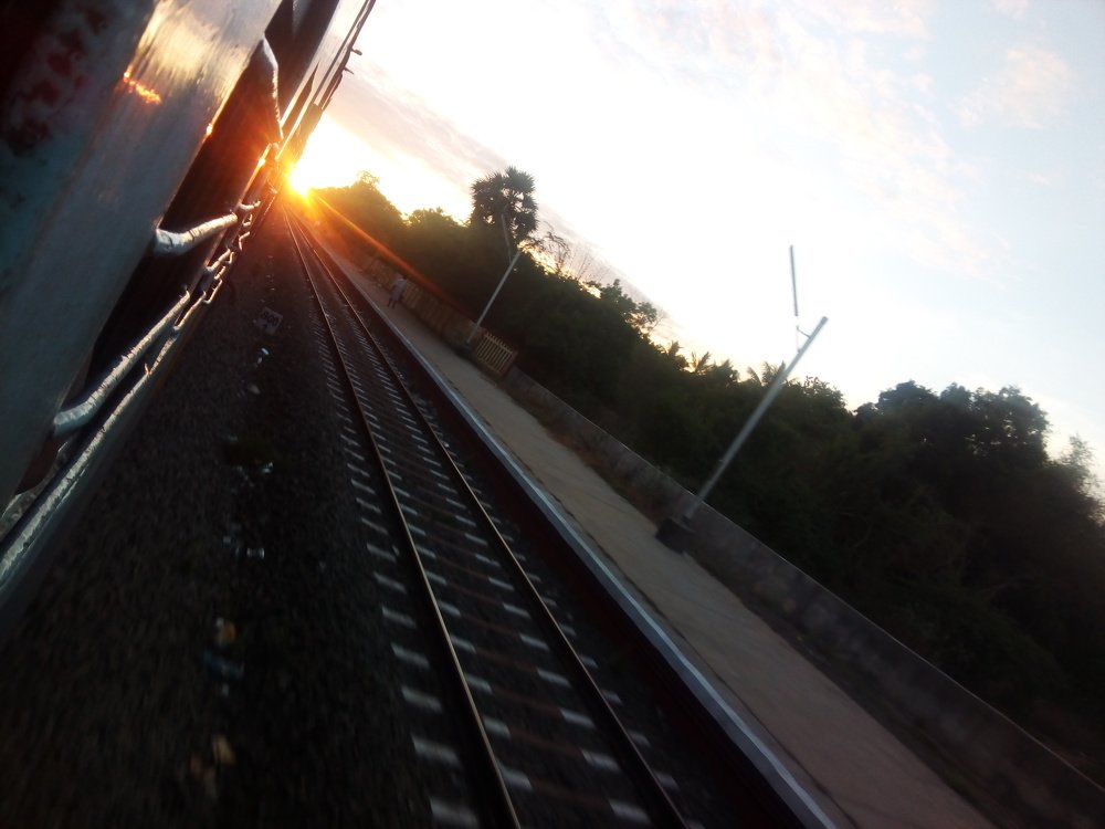 Train hits the sun