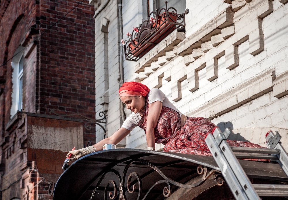 девушка на крыше