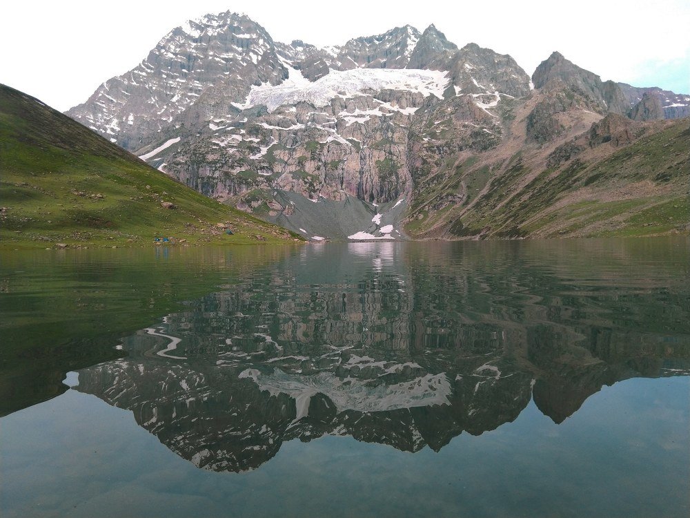 Reflection of harmukh Mountain located in kashmir