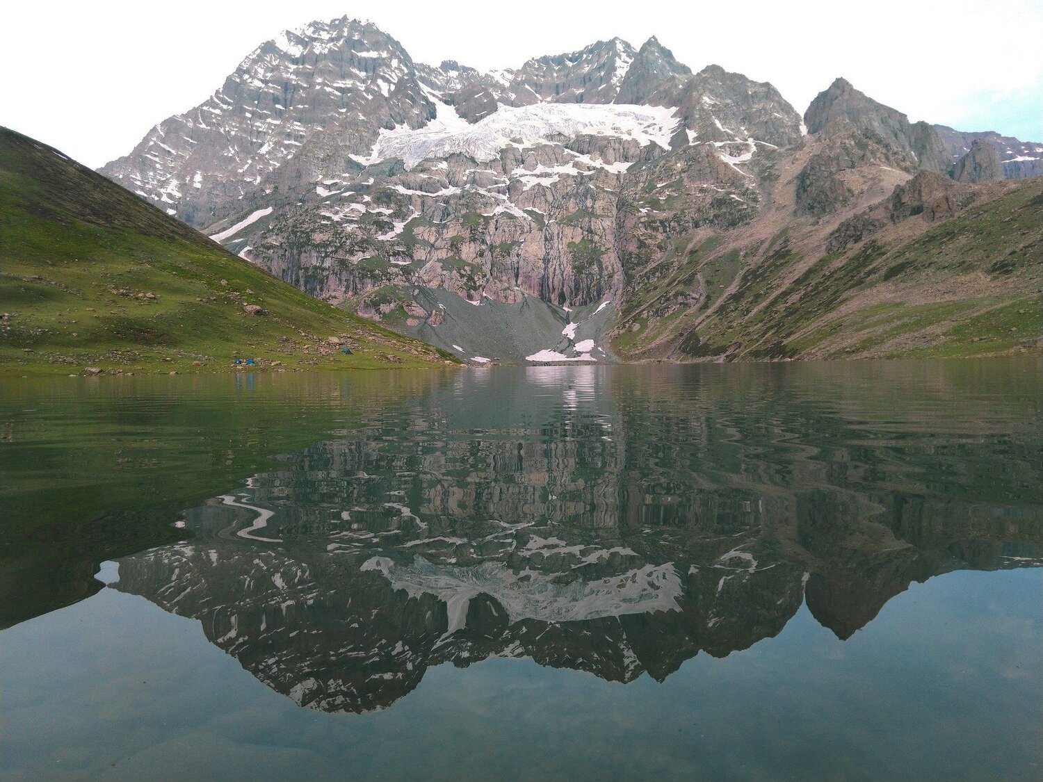 Reflection of harmukh Mountain located in kashmir