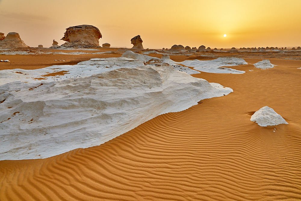 White desert sunset