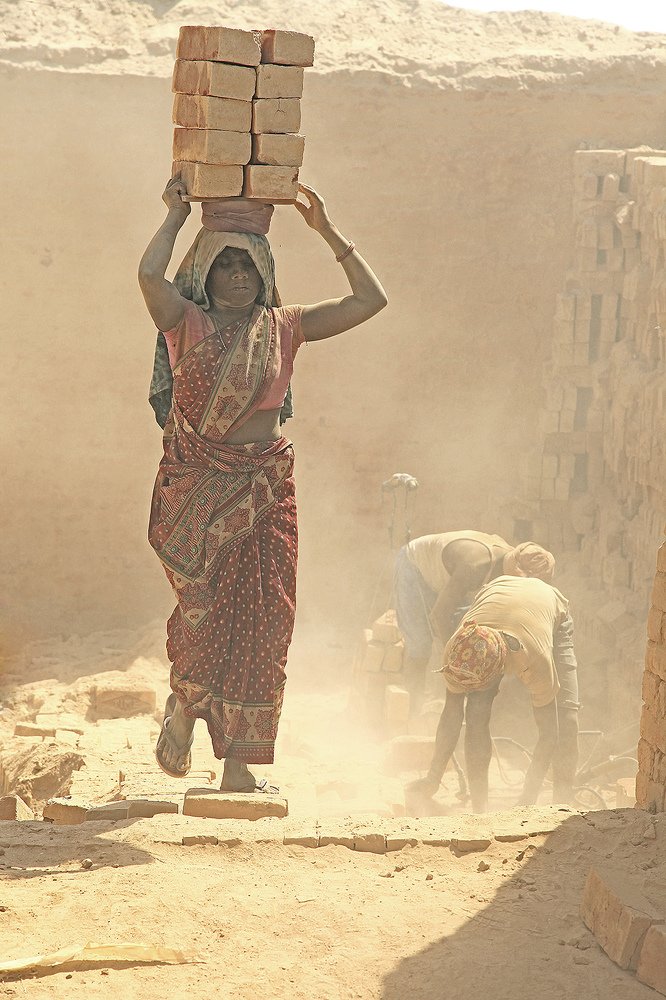 woman at brick factory