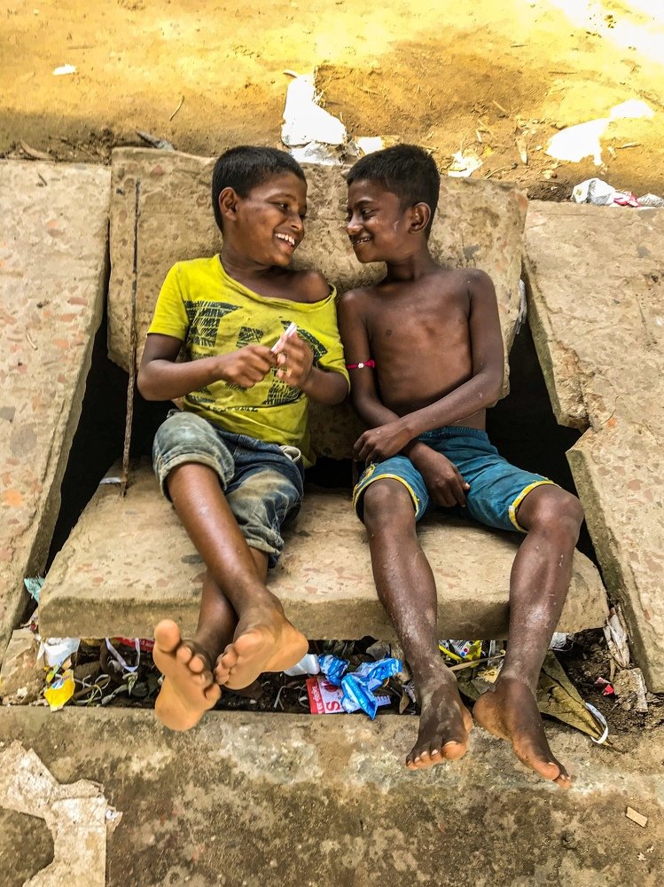 Street boys are ready for sleep