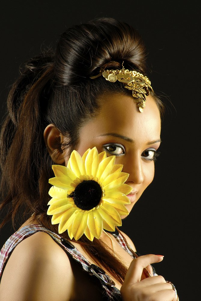 sunflower with beautiful girl