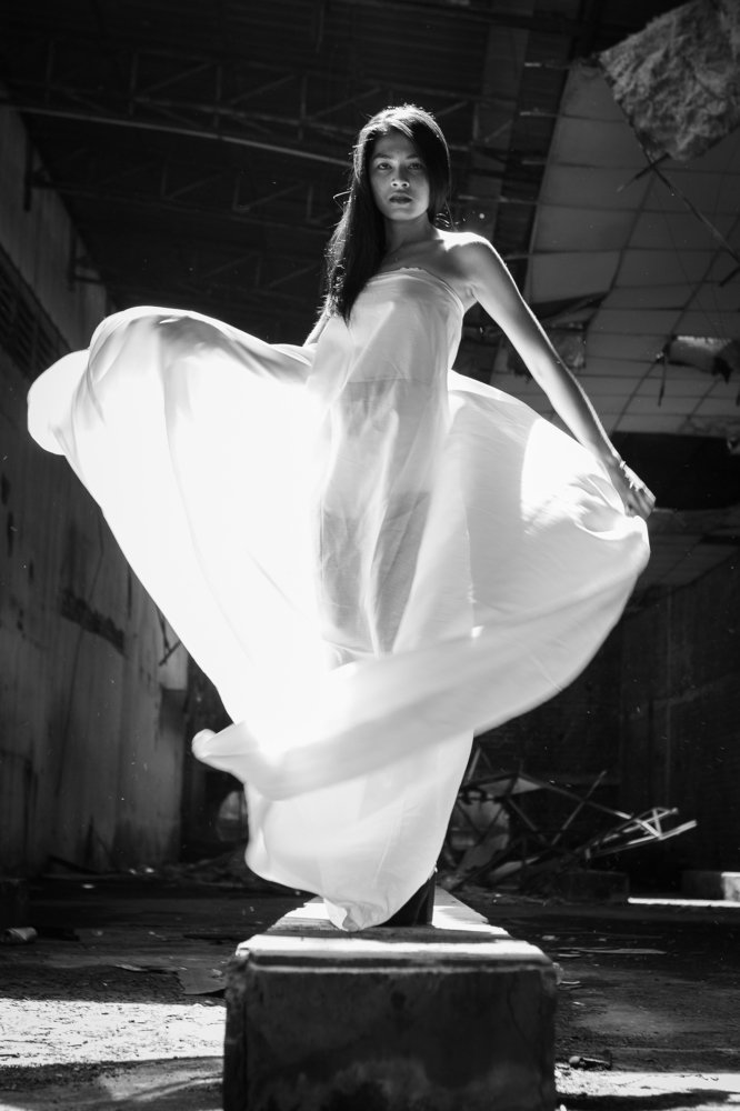 White dancer in the dark