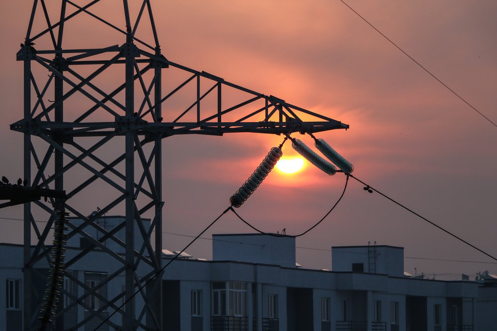 Закат. Солнце - как фонарь.