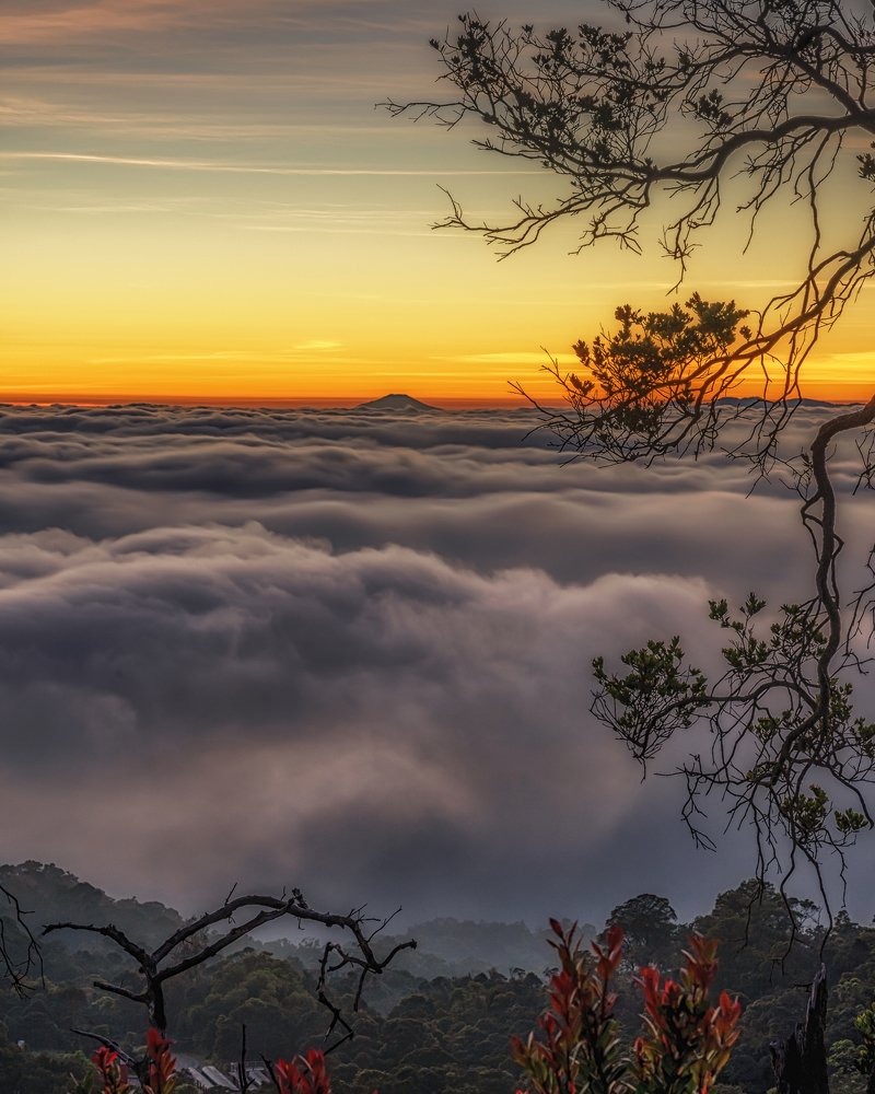 Beautiful Sunrise in Ciwidey White Crater, Indonesia