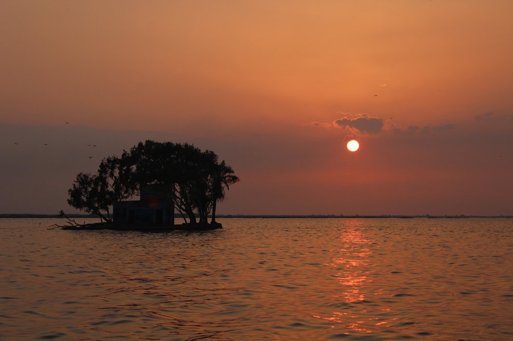 The deserted house sunset