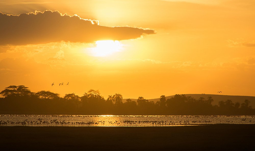 Sunset over Lake Amboseli
