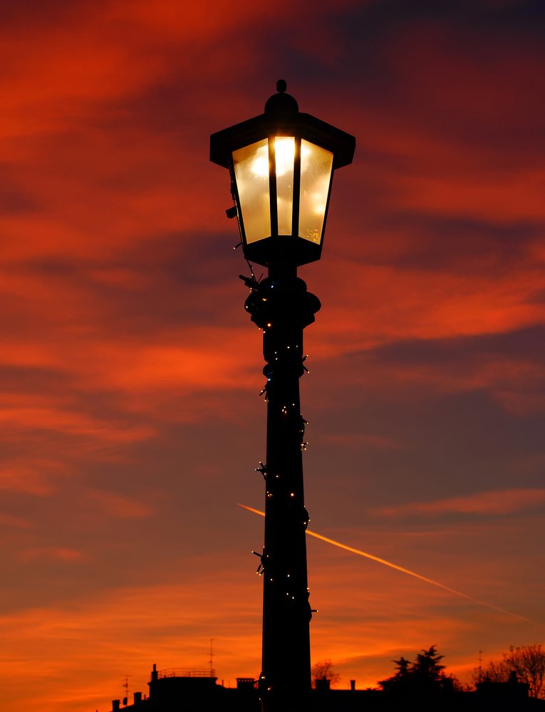 Lamppost at sunset