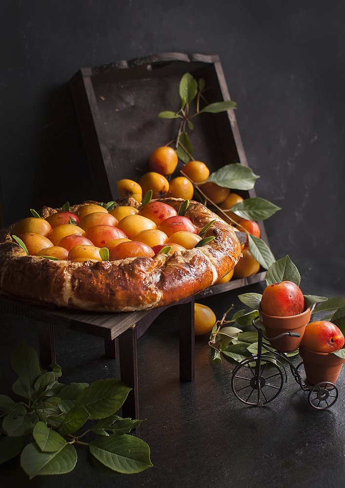 Summer apricot village cake home-made.