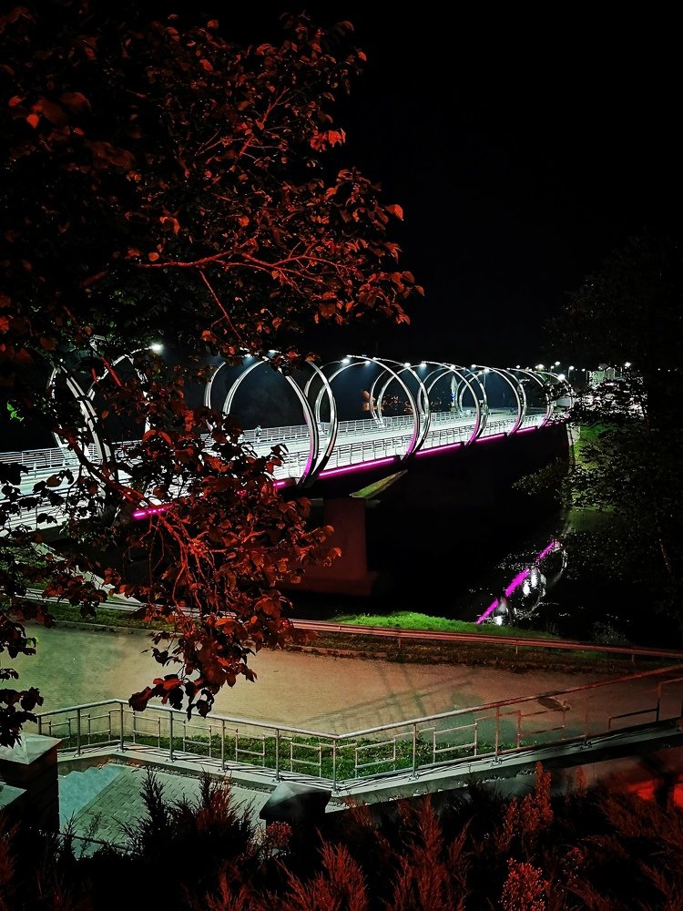Valmiera Bridge at night.