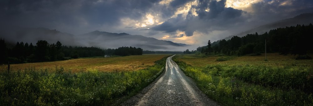 ранние утро в горном Алтае
