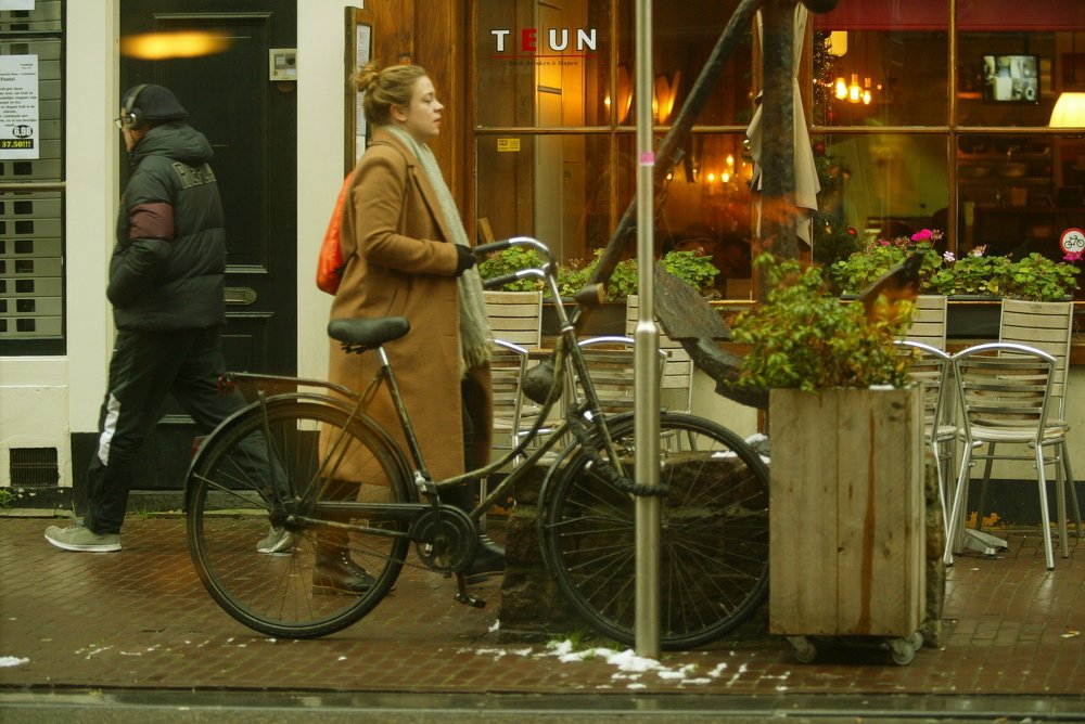 Woman and bicycle