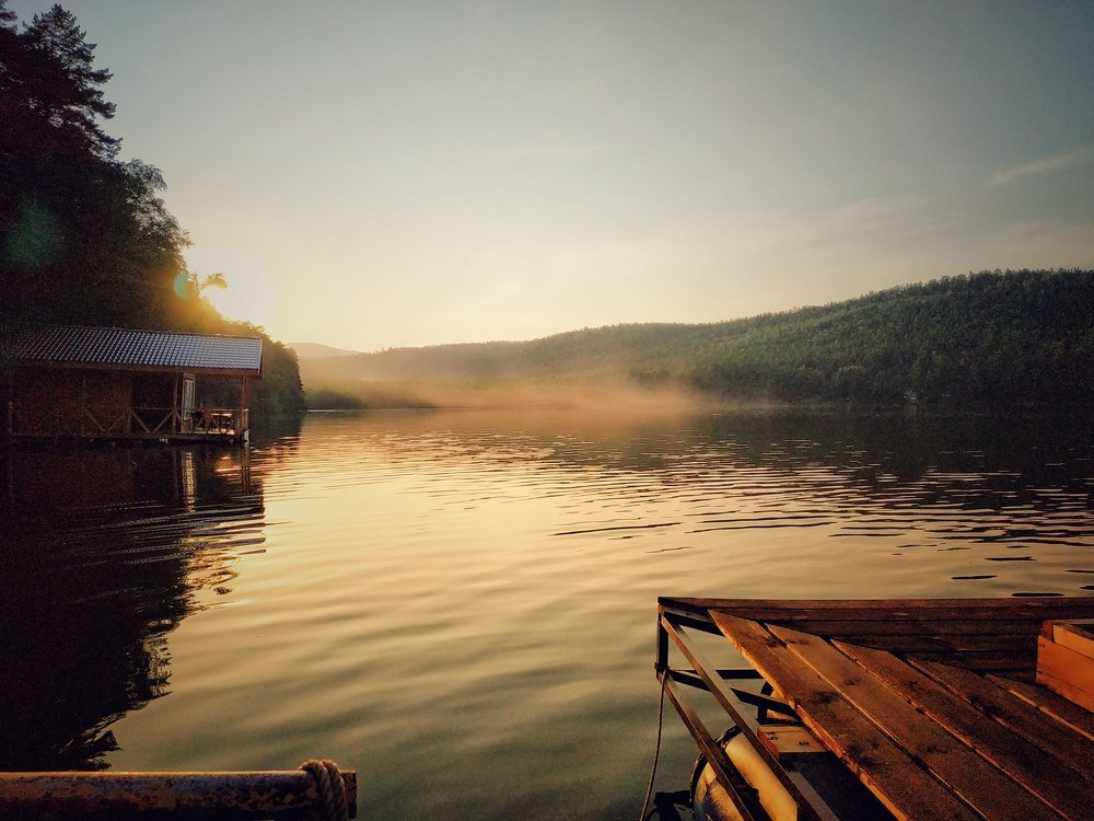 Foggy sunset