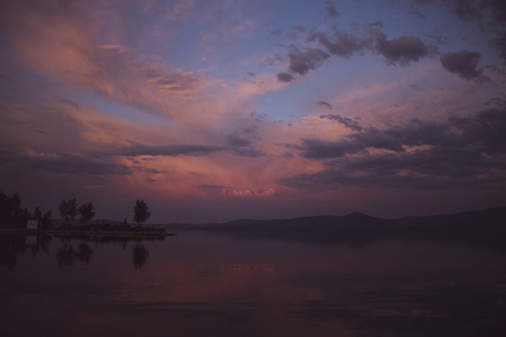 Sunrise on the lake Turgoyak