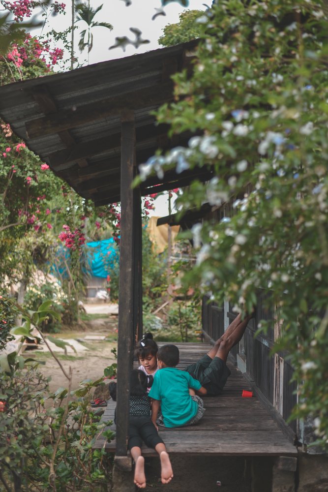 "Natural roots pull them outside to feel the gush of fresh air and the innocent company surrounds them."