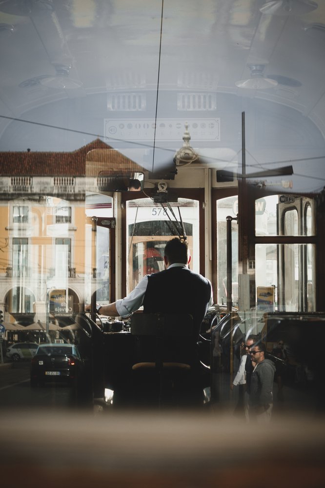 Interior of a Tram in downtown Lisbon
