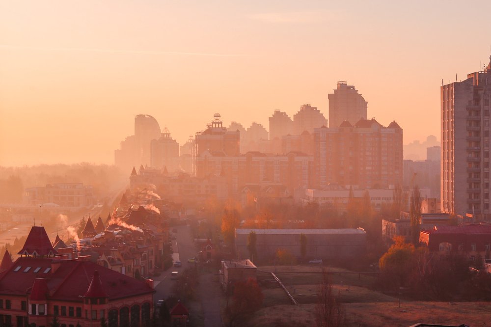 Beautiful sunrise in Kiev