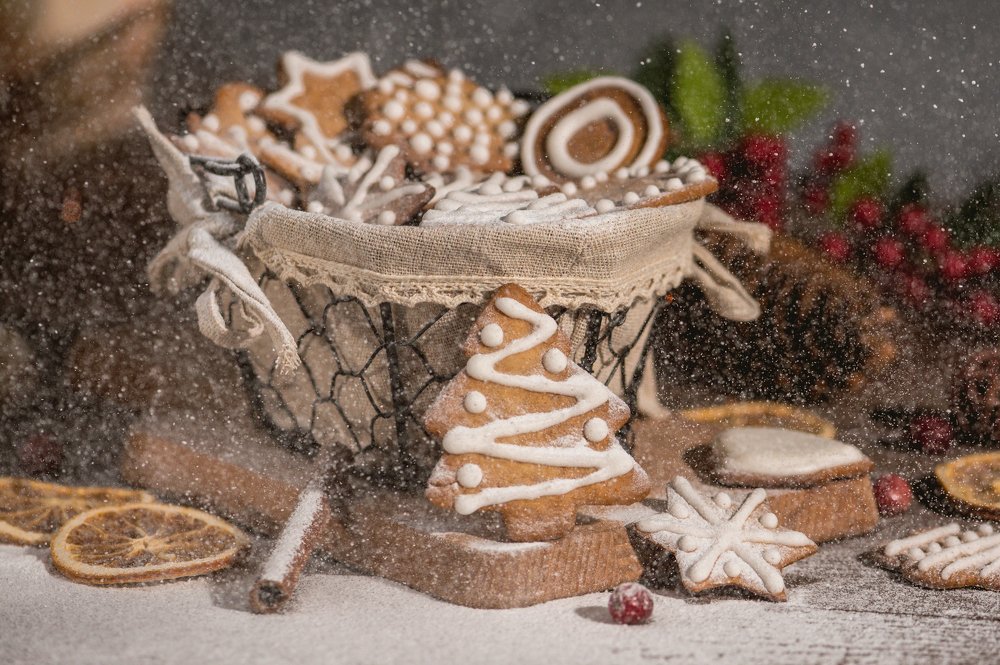 Ginger cookies on rustic background